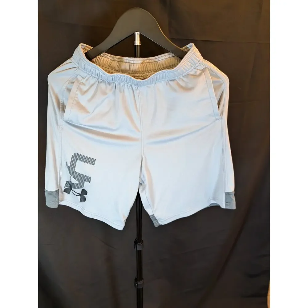 Under Armour Boys YLG 3 Pc Set Jacket Shorts Shirt Youth Large Gray Blue